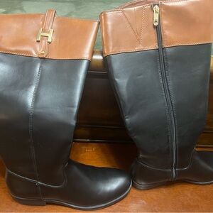 Tommy Hilfiger Black and Brown Heeled Boots